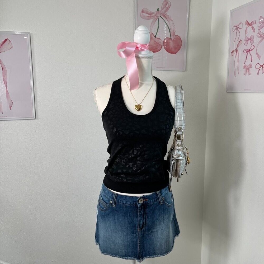 2000s Y2k Express Deadstock‎ Henley Halter Tie Top Womens Size Small
